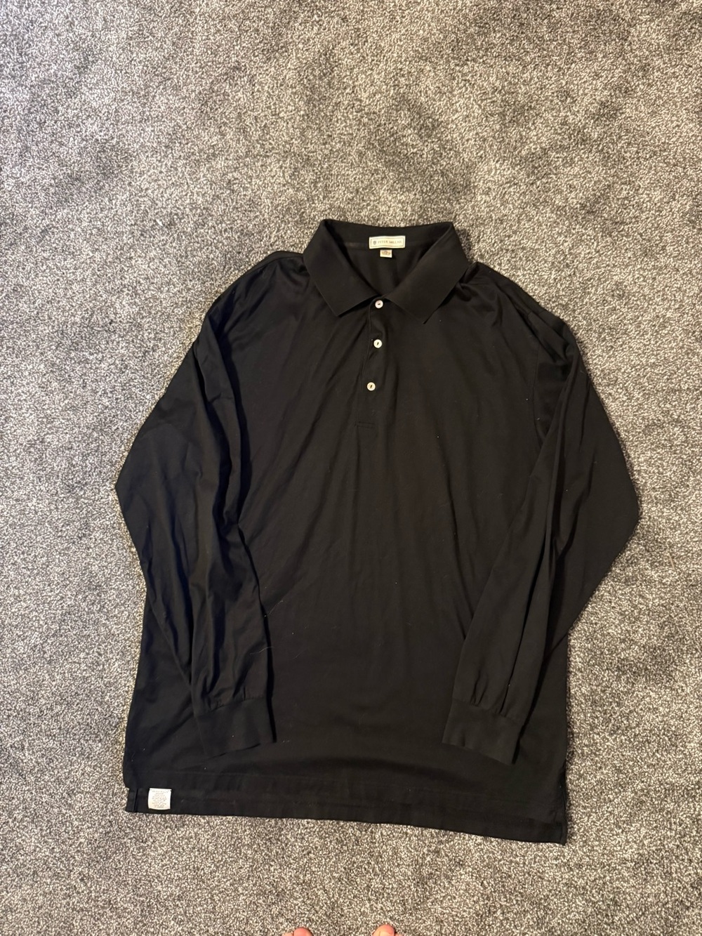 Peter Millar Black Long-Sleeve Polo